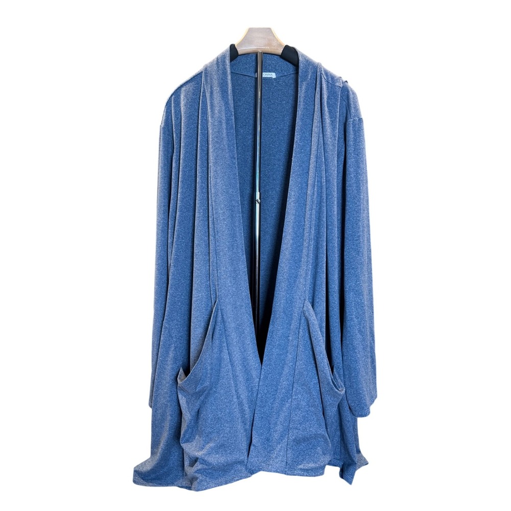 Beautiful KIYONNA Blue Heathered Open Front Cardigan Duster 4X Jersey Soft